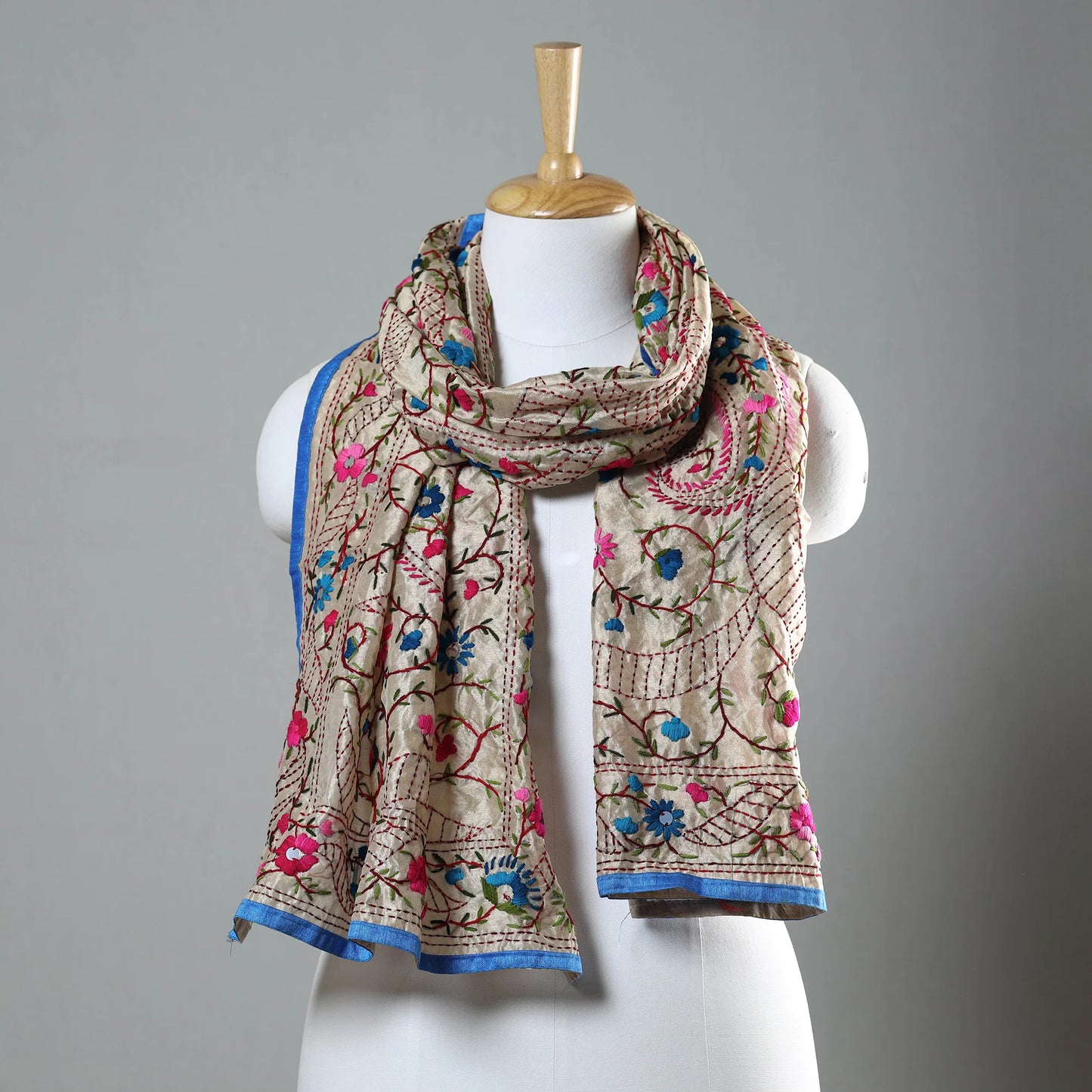 Ranihati Chapa Work Embroidery Chanderi Silk Stole