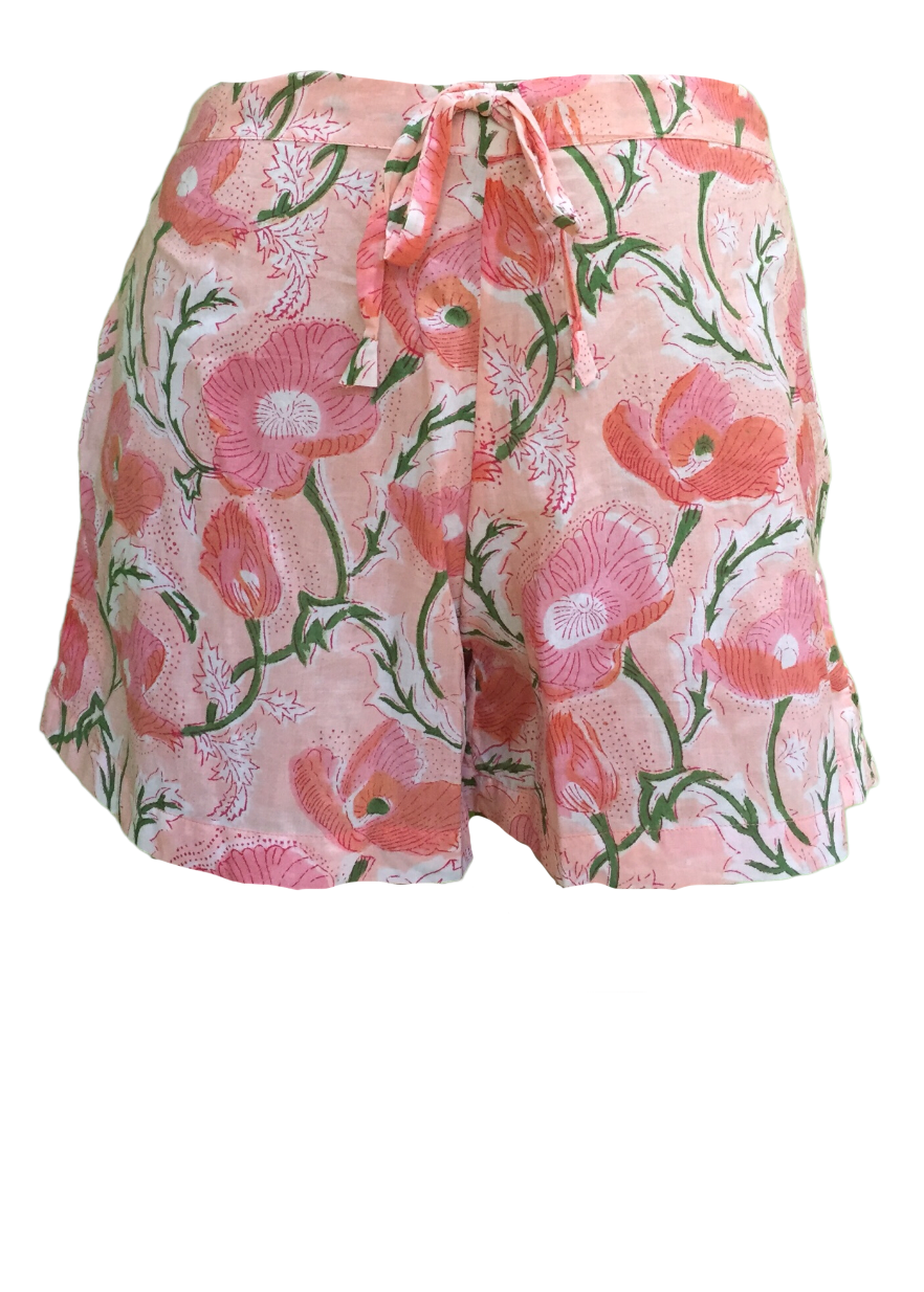 Block print shorts