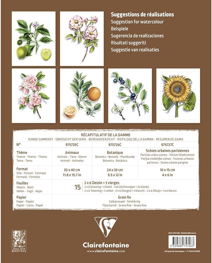 Clairefontaine Etival Watercolour Learning Pad, Botanical