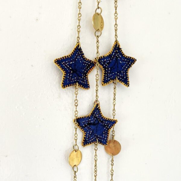 Brass Moon & Fabric Hanging Star