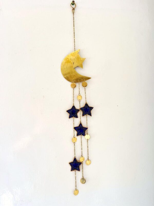 Brass Moon & Fabric Hanging Star