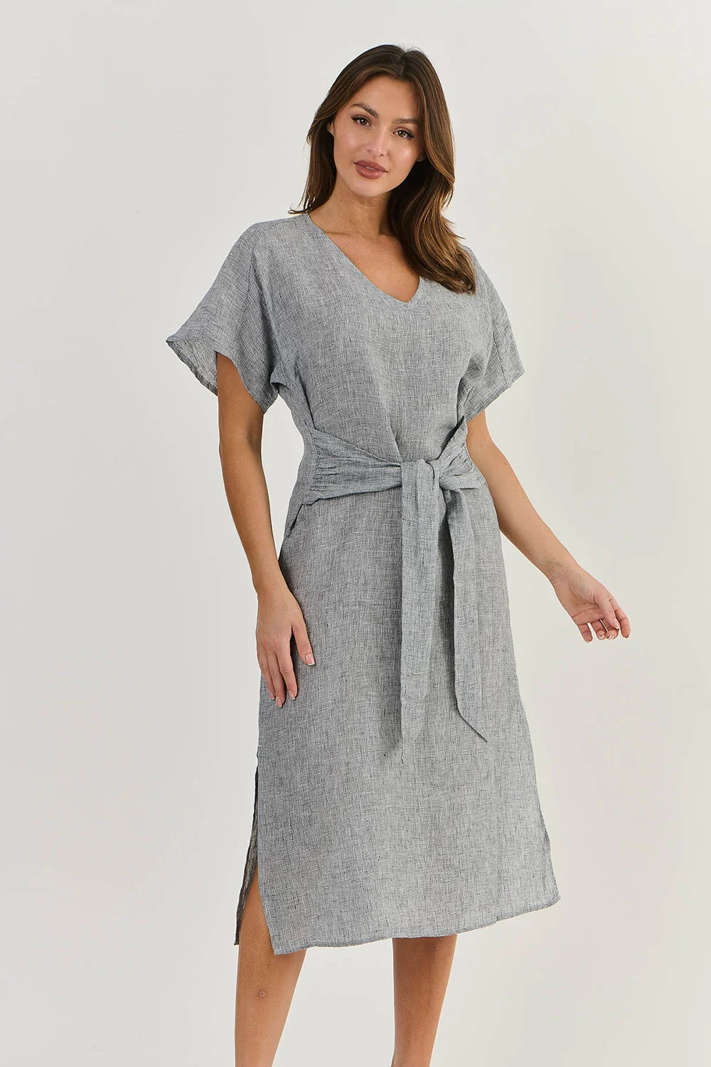 Naturals by O & J Linen Tie Front Dress Gauze