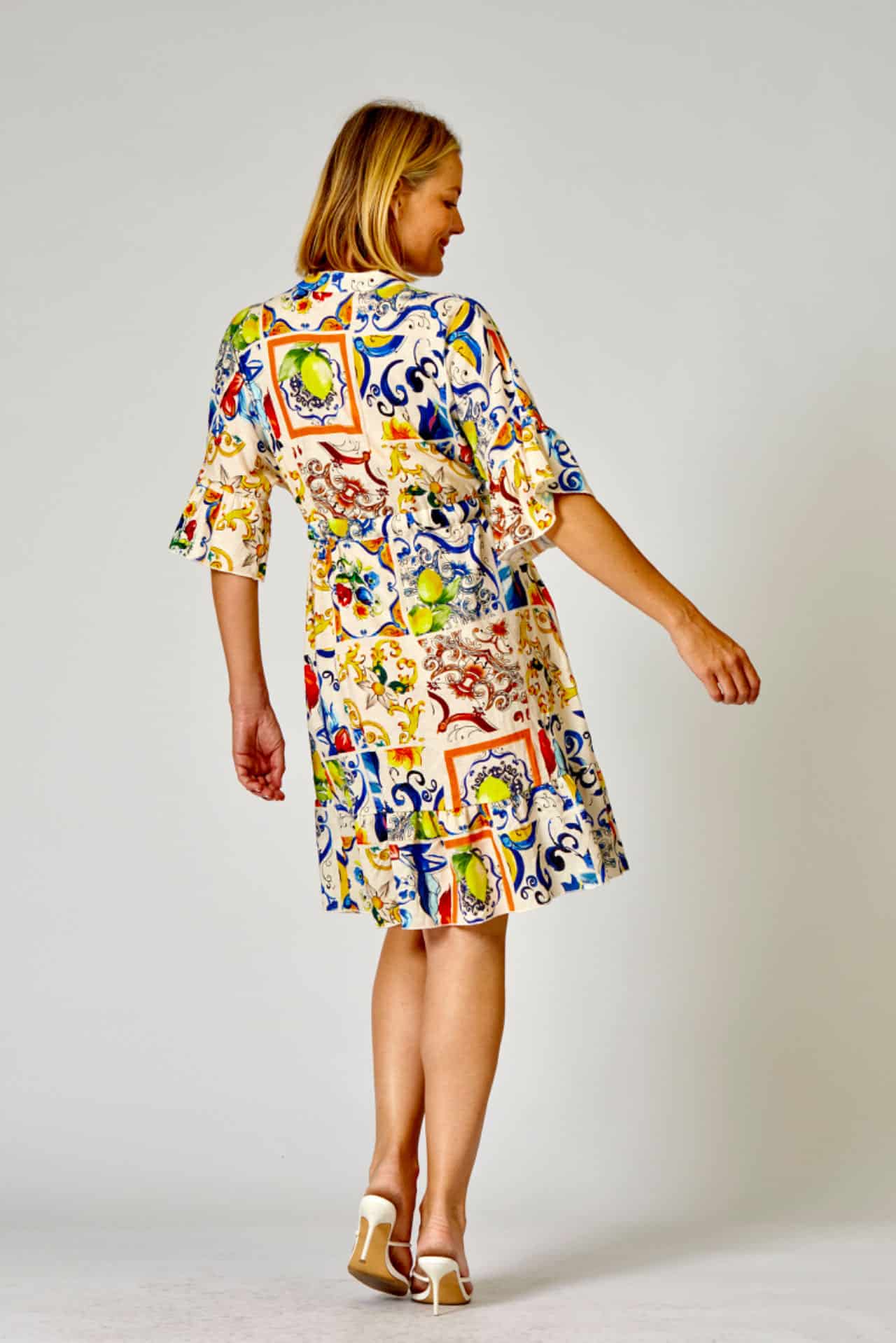 MAJOLICA PRINT SHIRT DRESS