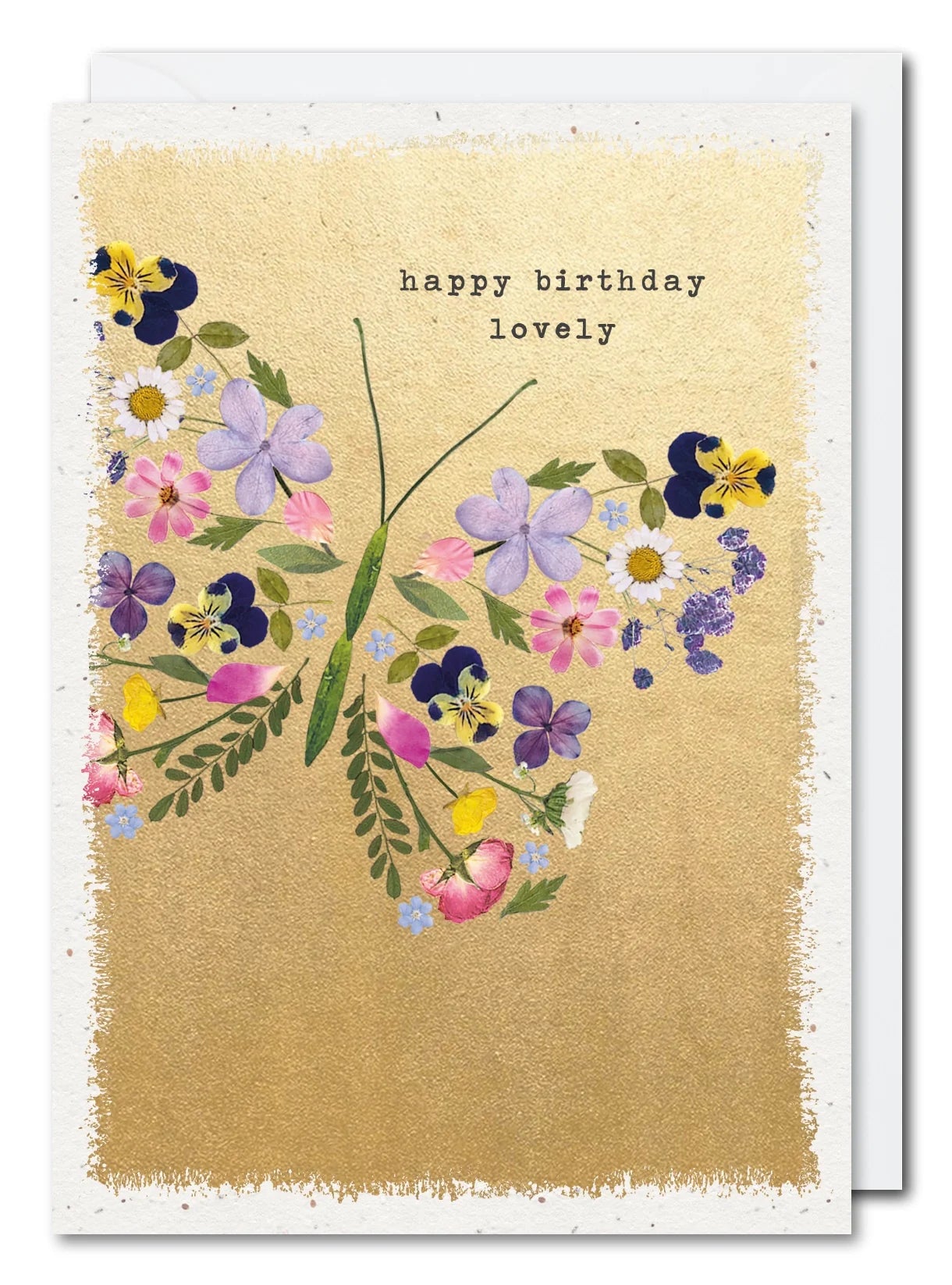 Butterfly-Card-Pressed Flowers