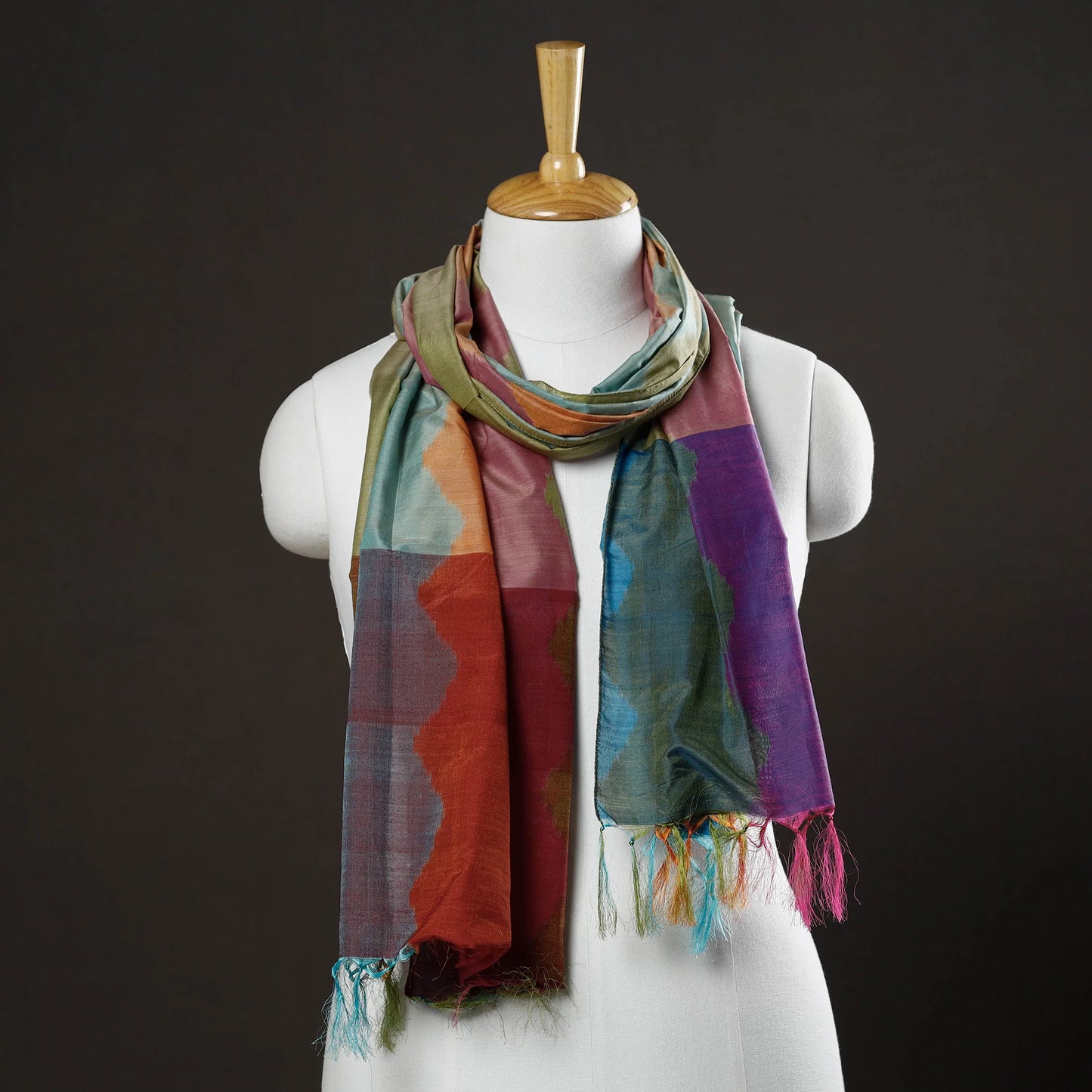 Handloom Silk Cotton Pochampally Ikat Stole