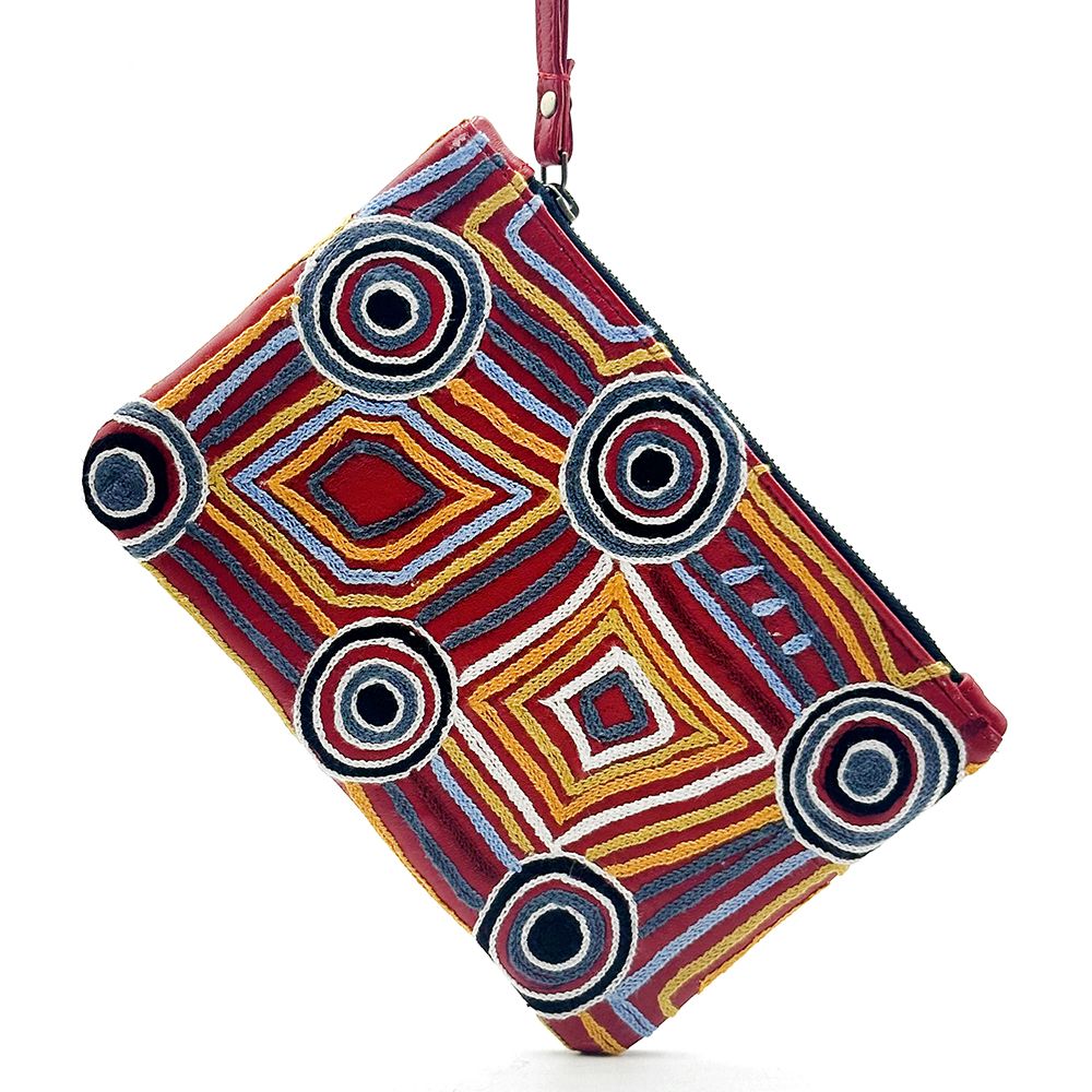 BWA Embroidered Leather Clutch