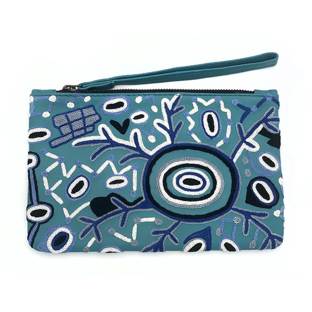 BWA Embroidered Leather Clutch