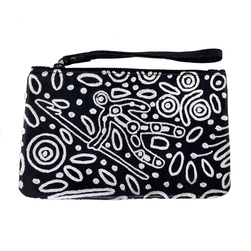 BWA Embroidered Leather Clutch