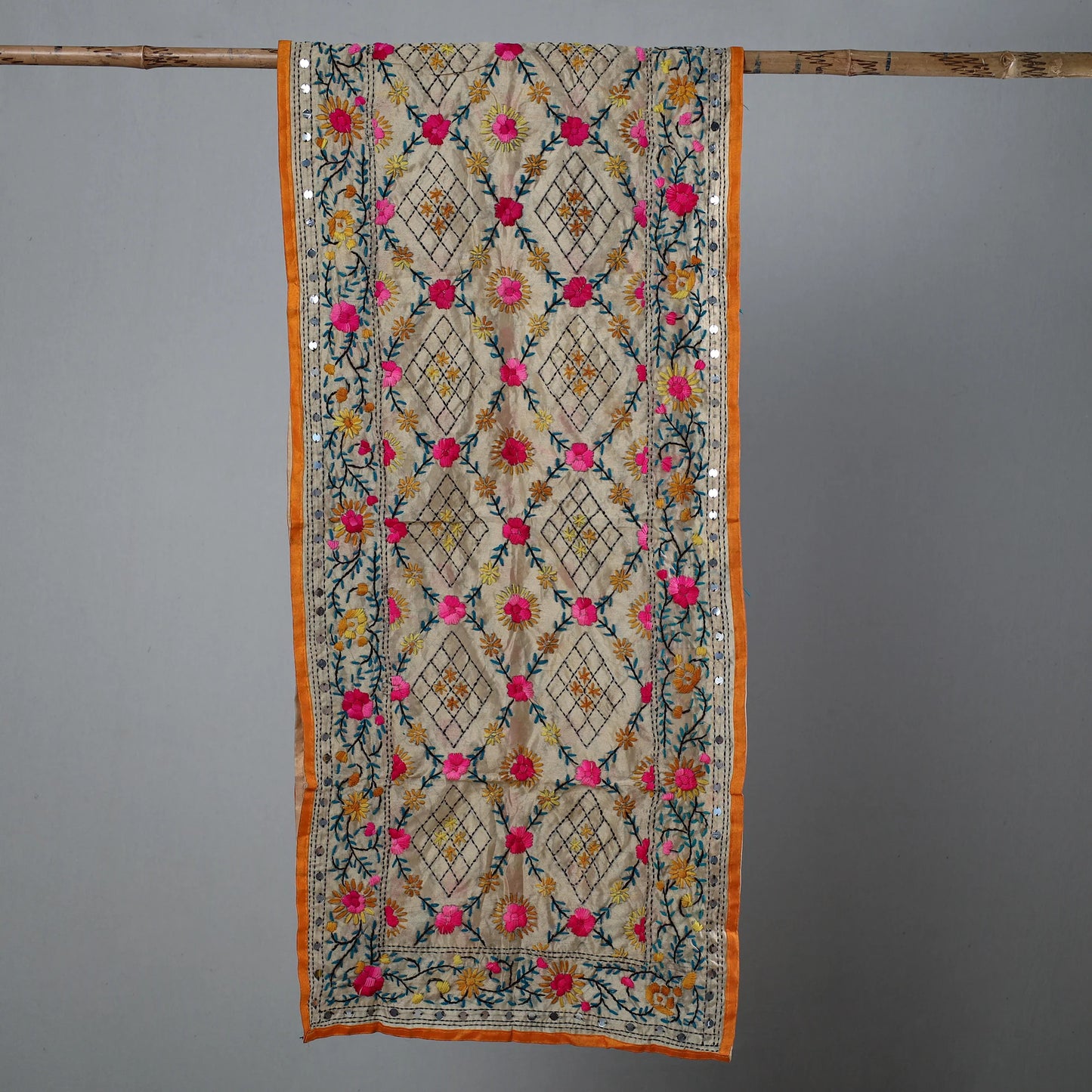 Ranihati Chapa Work Embroidery Chanderi Silk Stole