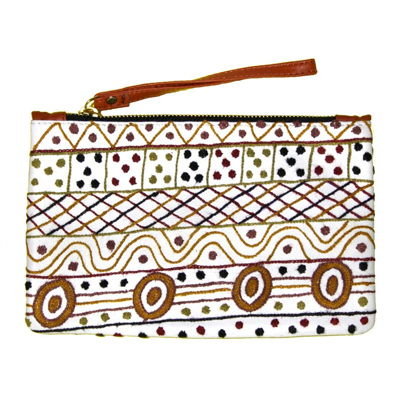 BWA Embroidered Leather Clutch