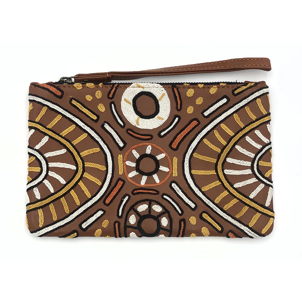 BWA Embroidered Leather Clutch