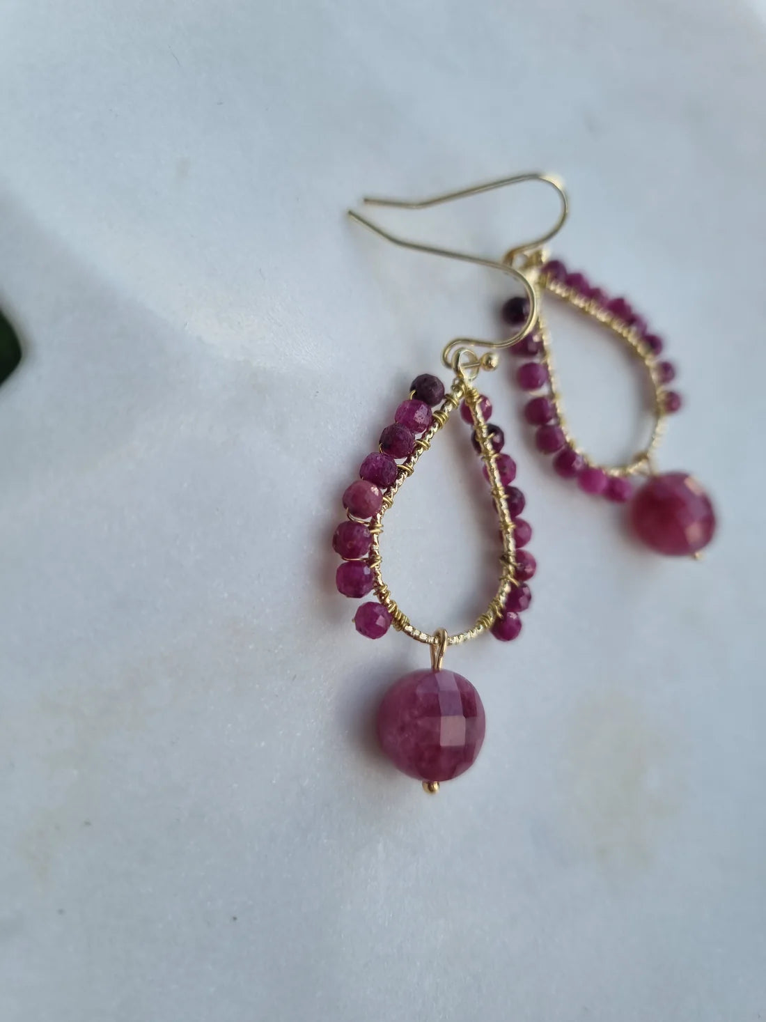 Garnet petal earrings