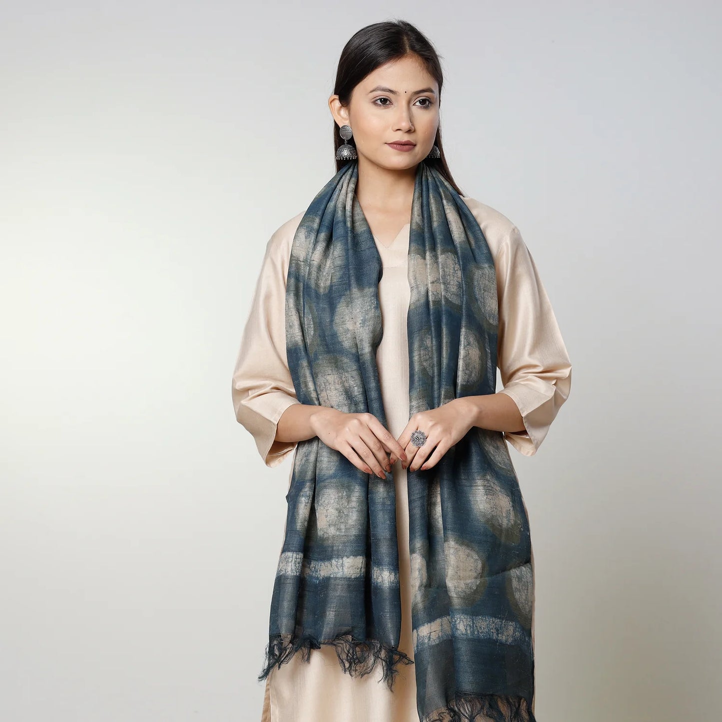 Block Art Printing Tussar Silk Handloom Stole