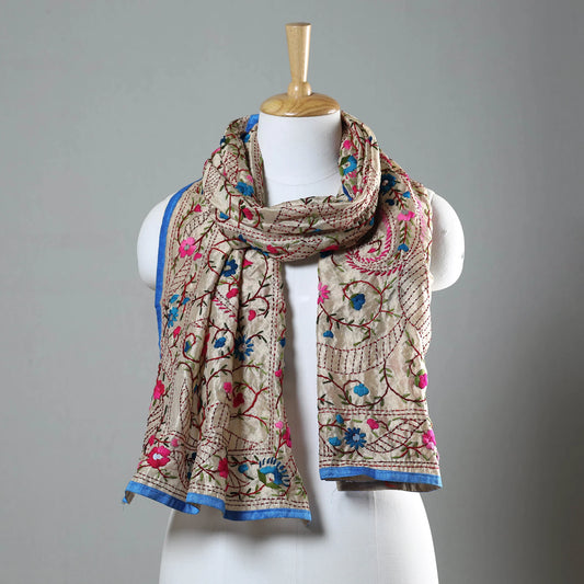 Ranihati Chapa Work Embroidery Chanderi Silk Stole