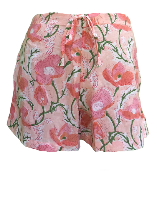 Block print shorts