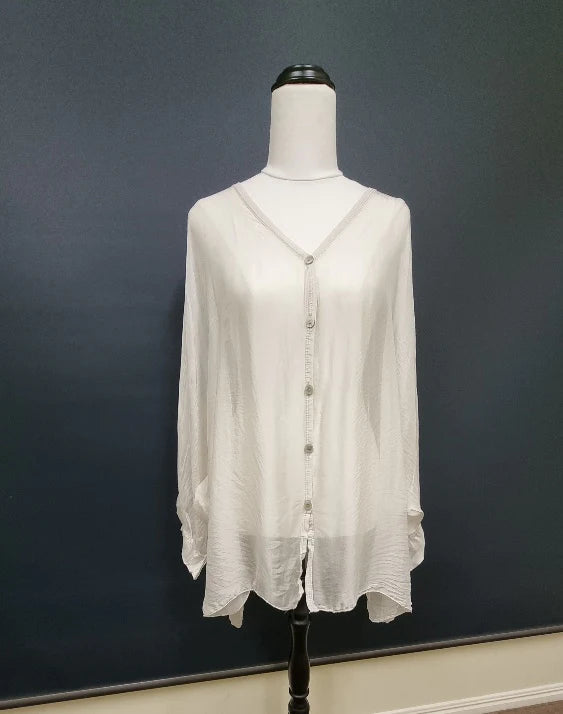 Frederic silk button up top OSFM