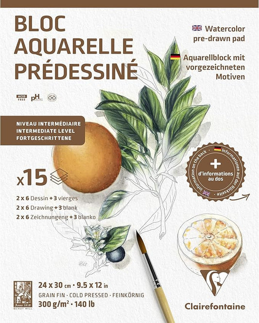 Clairefontaine Etival Watercolour Learning Pad, Botanical