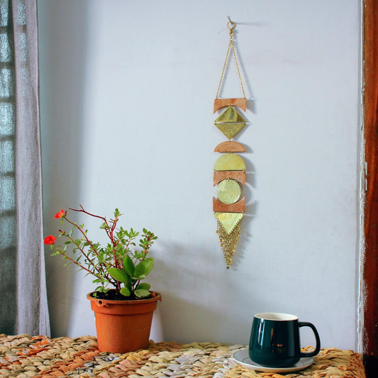 Geometric Hammered Brass-Copper Wall Hanging