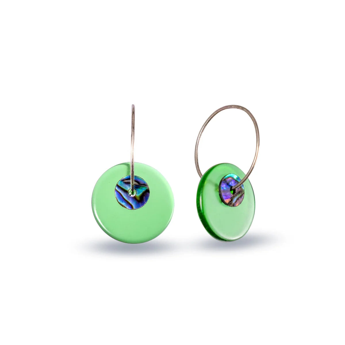 Glass Pāua Disc Earrings