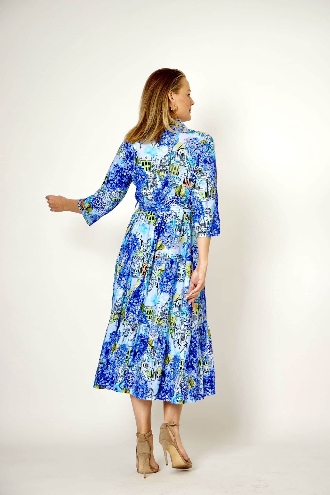 SHIRT DRESS, HYDRANGEA