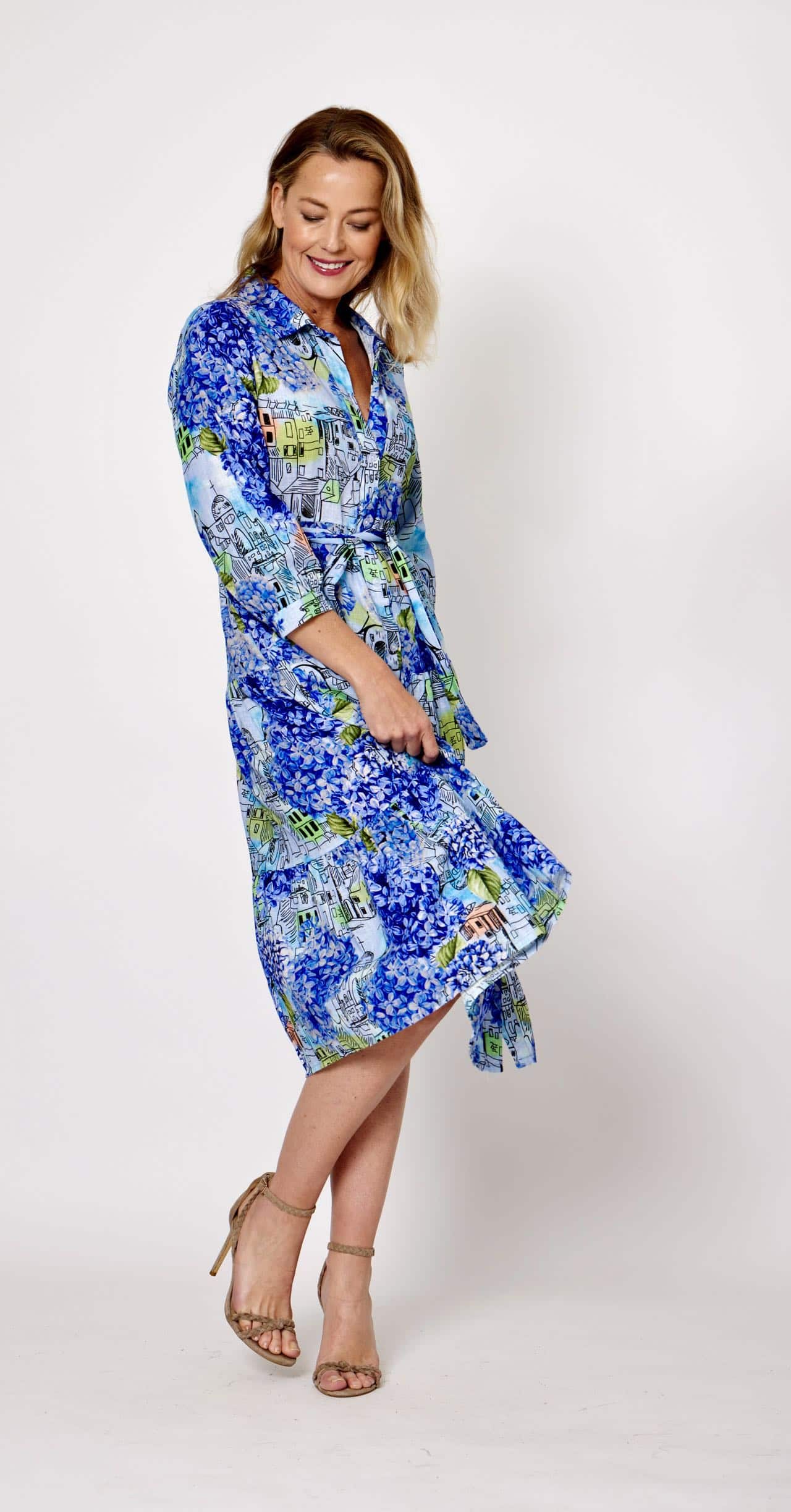 SHIRT DRESS, HYDRANGEA
