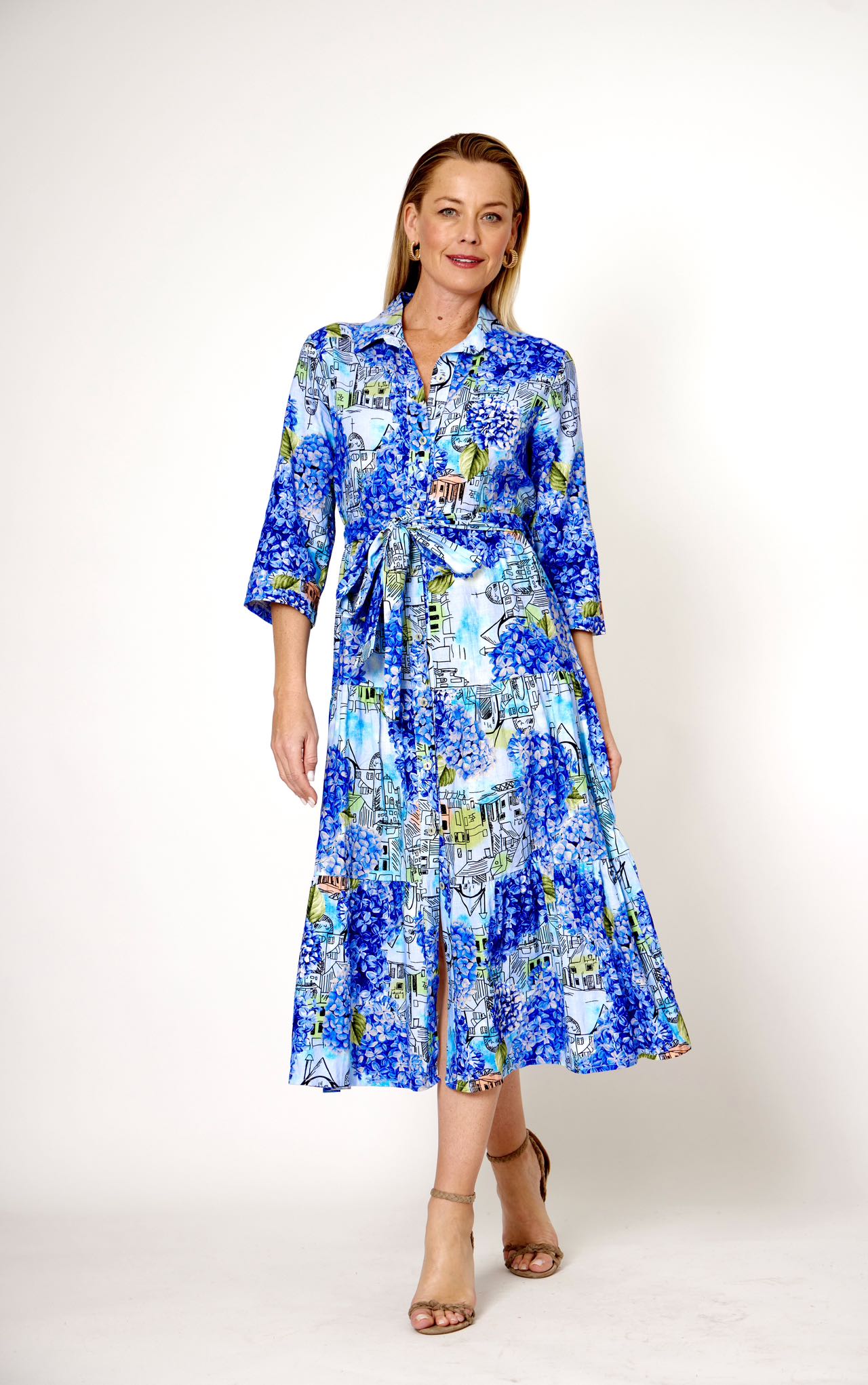 SHIRT DRESS, HYDRANGEA