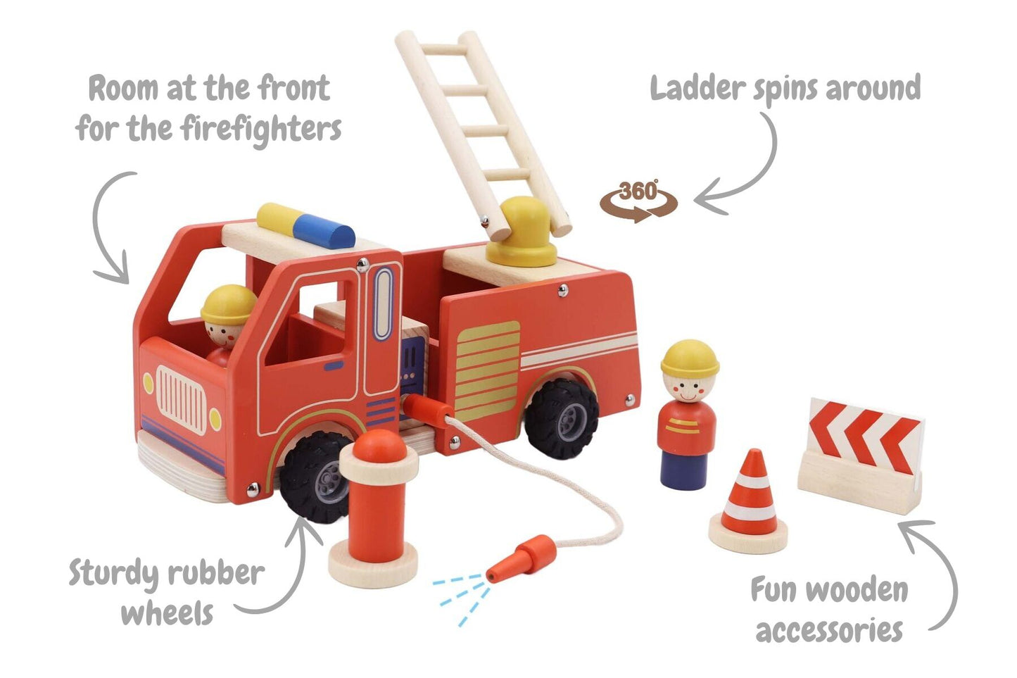 WOODEN FIRE ENGINE PLAYSET