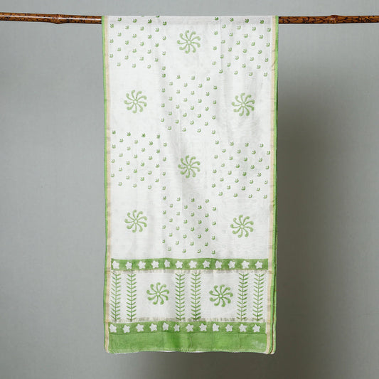 Sanganeri Block Printed Chanderi Silk Handloom Stole