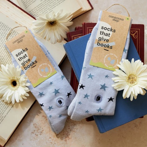 Socks that Give Books-Stars