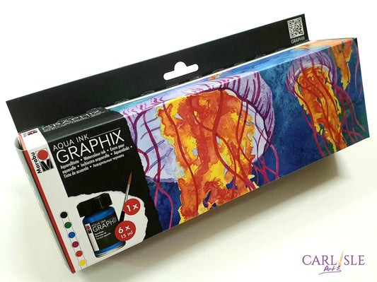 Marabu Aqua Ink Graphix Set Of 6 With Brush