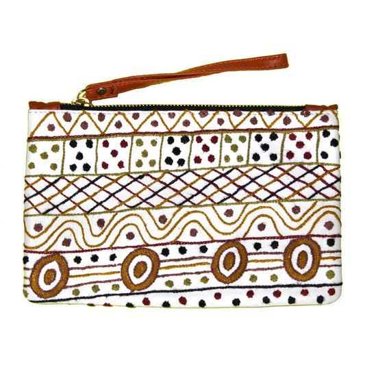 BWA Embroidered Leather Clutch