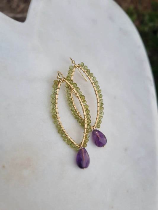 Amethyst petal earrings