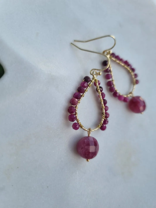 Garnet petal earrings