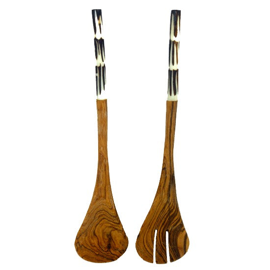 Stripe handle salad servers