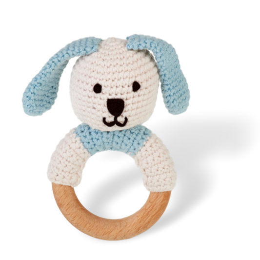 Wooden Ring Rattle Bunny - organic